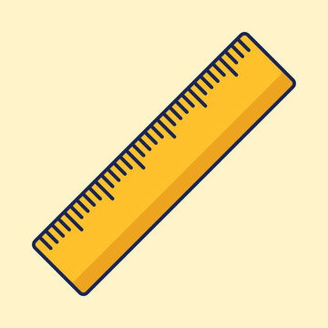 Cute yellow ruler cartoon icon vector illustration. Education icon concept illustration