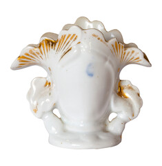 Vintage French Wedding vase, in white and gold porcelain from the 19th Century.	
