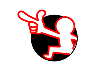 穴から指差す人