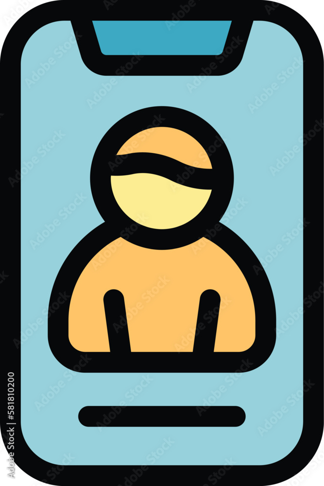 Poster phone user icon. outline phone user vector icon for web design isolated on white background color fl