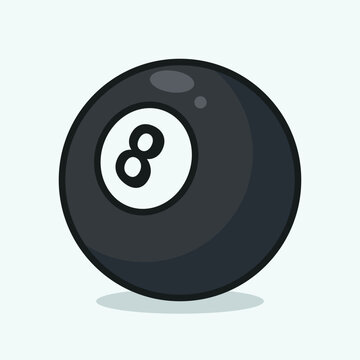 recommend clip art: Billiard ball number eight cartoon icon vector illustration. Sports icon concept illustration, suitable for icon, logo, sticker, clipart