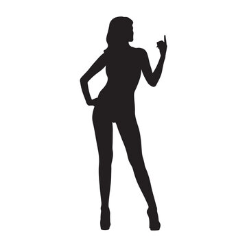 Sexy girl woman striptease vector silhouette.