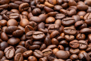 Close up robusta coffee bean background
