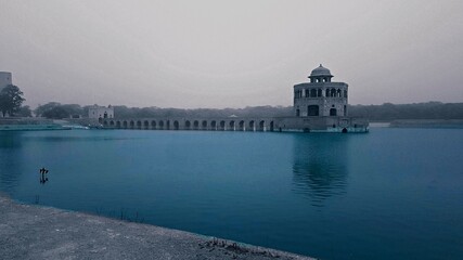 Hiran Minar, June, 15, 2018: The Deer Tower is 17th-century Mughal-era complex located in...