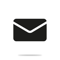 Vector flat icon. Email, envelope icon is a simple black shape. Minimalist style. Suitable for your design on social media and more.