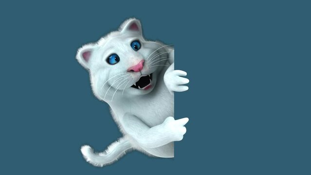 Fun 3D cartoon white cat (with alpha channel included)