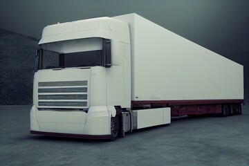 Plakat Big cardboard box package on a white truck ready to be delivered. Generative AI