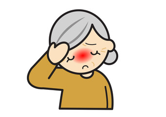 熱があるシニア女性
