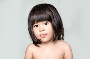 Obraz premium cute girl kids with race girl model on isolated background