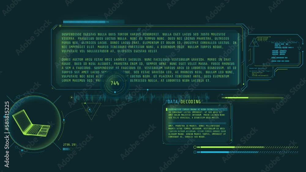 Poster animated infographics on the theme of decoding data.
