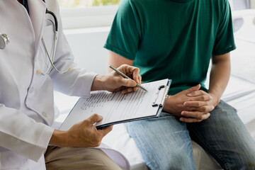 male health checkup with doctor Doctors consult about diagnosis of male diseases or mental...