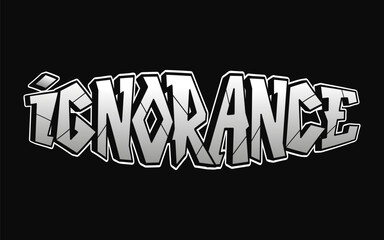 Ignorance word trippy psychedelic graffiti style letters.Vector hand drawn doodle cartoon logo Ignorance illustration. Funny cool trippy letters, fashion, graffiti style print t-shirt, poster concept