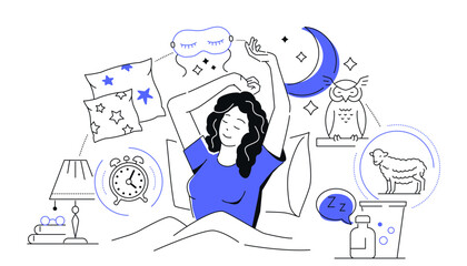 Naklejka na ściany i meble Good sleep - colorful line design style illustration