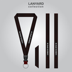 Red Gray 3D Lanyard Template Set for All Company