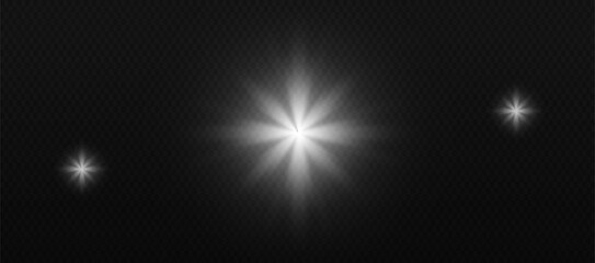 light exclusive use lens flash light effect.Big Collection Realistic white Scene illumination. Special effects on transparent background. Vector illustration