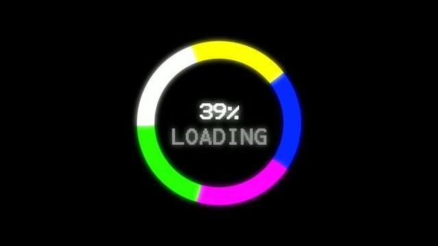 Circle loading animation ,gradient color rotating ring spinning with 0 to 100 percent  load .