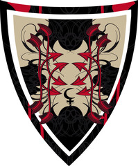 Lilith, demon, astrology. Coat of arms, emblem, shield, tattoo design