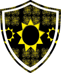 Sun. Coat of arms, emblem, shield, tattoo design