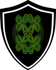 Clover, good luck sign. Coat of arms, emblem, shield, tattoo design