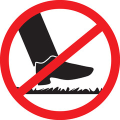 Do not walk on lawn area sign vector, Prohibited walking on grass sign