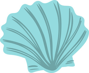 Cockle, clam seashell illustration, isolated PNG. Cartoon hand drawn flat style design. Summer holidays, vacations, outdoors, beach activity, pool party, seasonal element