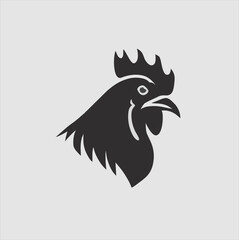 Obraz premium Chicken head design vector on gray background. chicken silhouette. chicken animal vector illustration