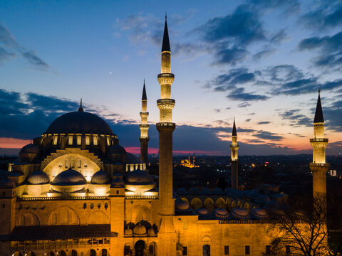 Suleymaniye Mosque Drone Photo, Fatih Istanbul, Turkey	