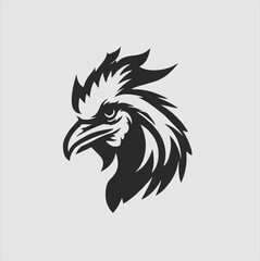 Chicken head design vector on gray background. chicken silhouette. chicken animal vector illustration