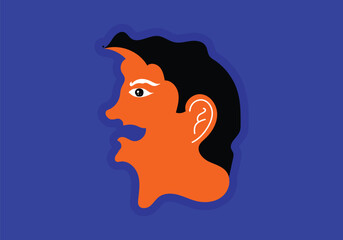 illustration man with orange face design image