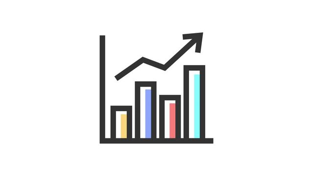 Business Graph on white background, animated icon.