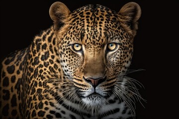 Panthera pardus, a portrait of a standing leopard, is seen staring at the camera. Generative AI