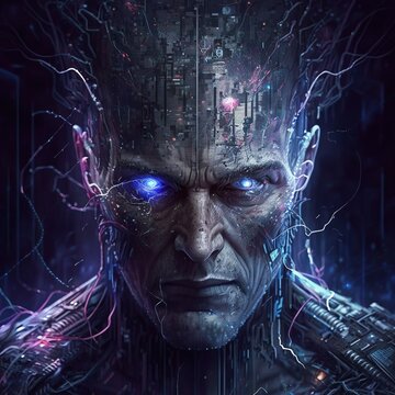 The face of a computer neural network, generative ai