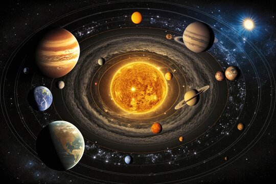 Astrology astronomy the great bang planet creation of the solar system. This image's components were provided by NASA. Generative AI