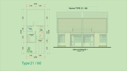 Simple minimalist home layout blueprint