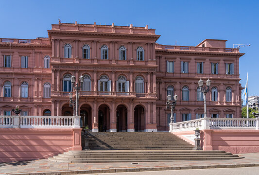 Office of the President of Argentina known as Casa Rosada in Buenos Aires in Plaza de Mayo