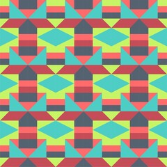 Beautiful of Colorful Triangle and Square, Repeated, Abstract, Illustrator Pattern Wallpaper. Image for Printing on Paper, Wallpaper or Background, Covers, Fabrics