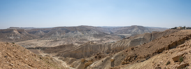 Sde Boker, Israel: Views of Negev desert and Zin from the new Ben Gurion promenade