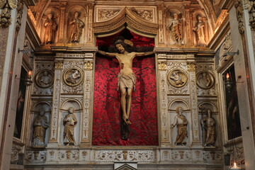 Santa Maria della Pace Church Ornate Chapel with Crucifix in Rome, Italy