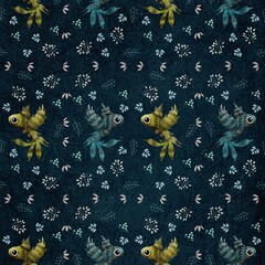 Seamless pattern with birds on texture background 