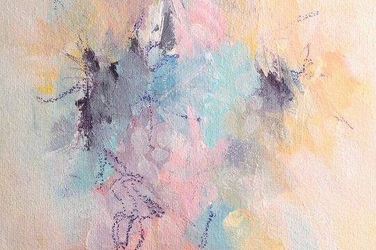 Art oil and acrylic smear blot canvas painting wall. Abstract pastel color stain brushstroke texture background.