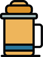 Thermo cup icon. Outline thermo cup vector icon for web design isolated on white background color flat