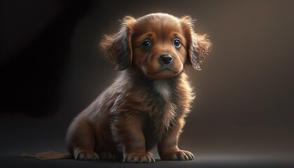 Pawsitively Adorable: A Fluffy Brown-Haired Dog Gazing at the Camera. Generative Ai.