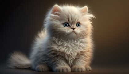 Snowy Purrfection: A Fluffy White Cat with Mesmerizing Blue Eyes. Generative Ai.