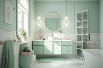 Obraz na płótnie Canvas Modern Scandinavian-style bathroom interior. Generative AI.