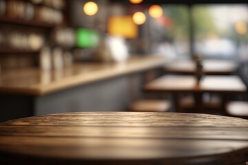 Obraz na płótnie Canvas Rustic Cafe Charm: Table Setting with Blurred Restaurant or coffee shop Background AI Generative