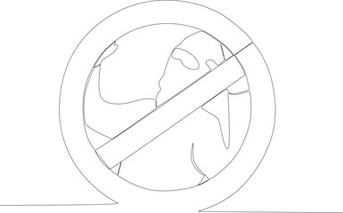 A symbol of danger to terrorism. Anti-terrorism day one line drawing