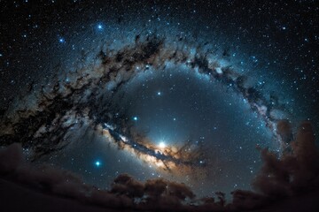 Wide angel photo of the milky way star field. Generative AI