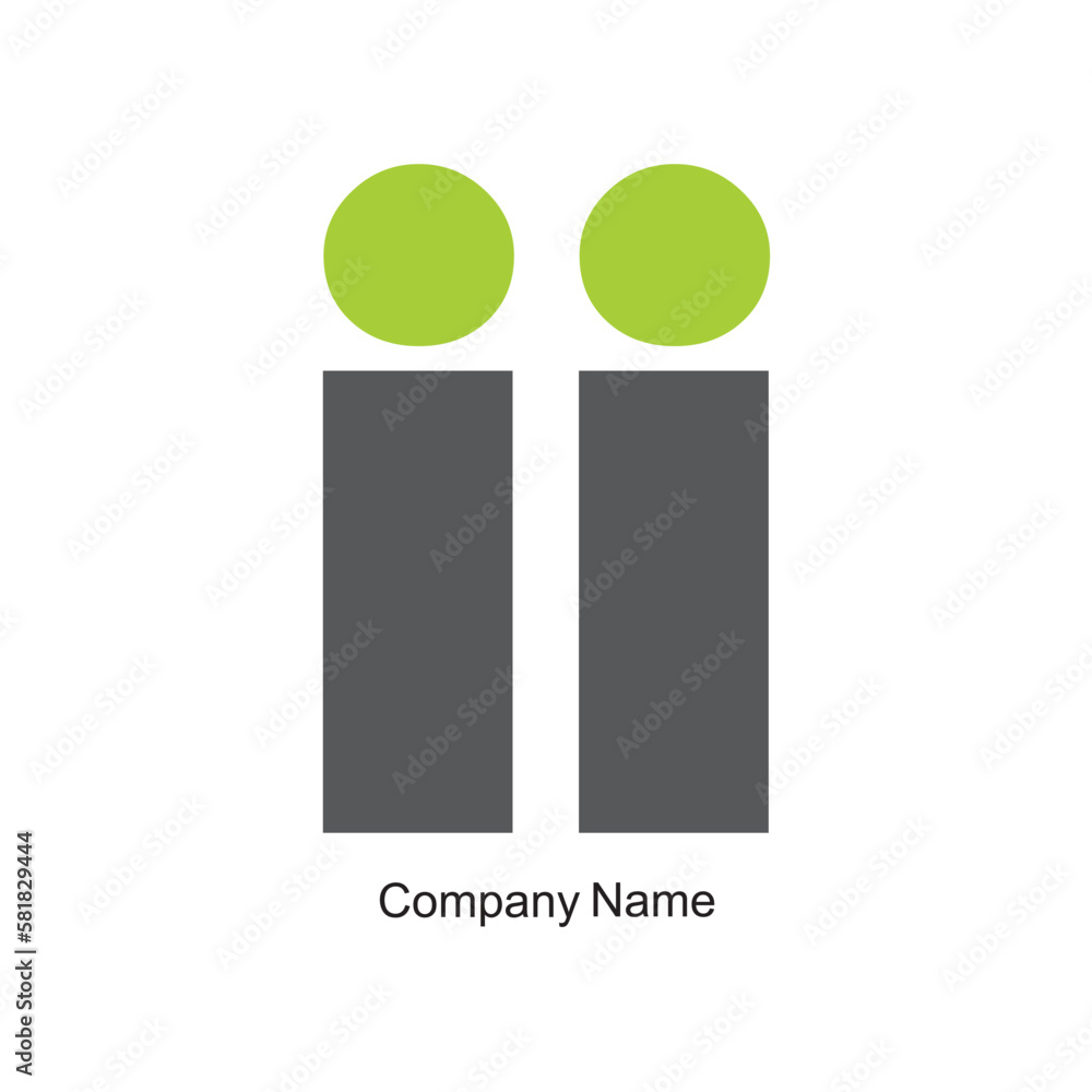 Poster vector illustration of a logo with two gray lines and green dots with an editable text