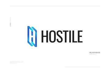 Modern and Unique Letter H Logo Design with Blue Gradient Style and Negative Space Concept