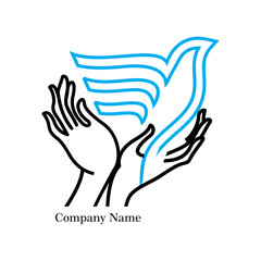 Bird flying away logo design